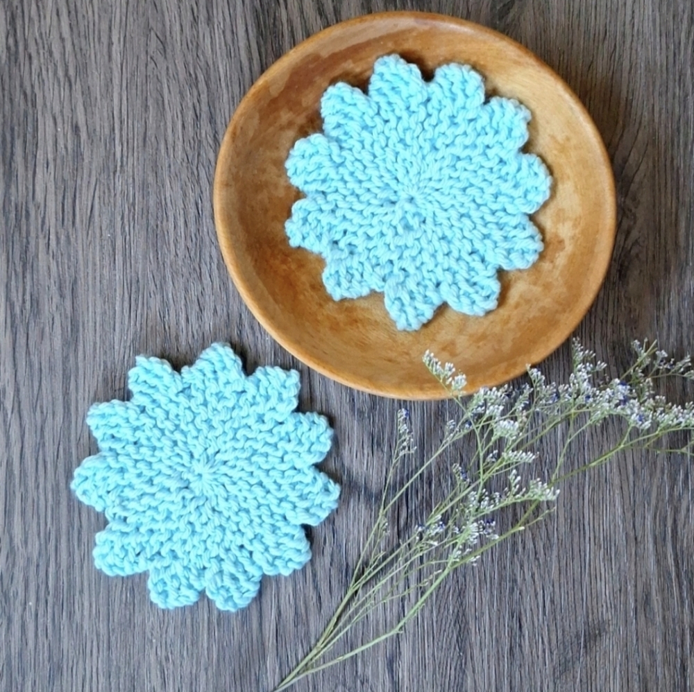 Handknit Star Coasters set of 2